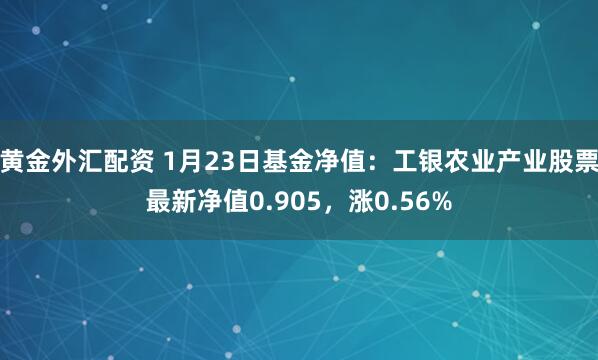 黄金外汇配资 1月23日基金净值：工银农业产业股票最新净值0.905，涨0.56%